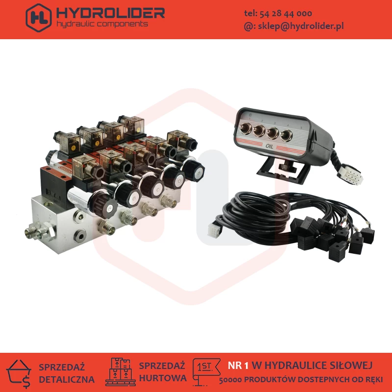 Rozdzielacz hydrauliczny 4 sekcyjny 60 l/min CETOP 03 NG6 12V + panel 911449 Box P50-S OIL 4