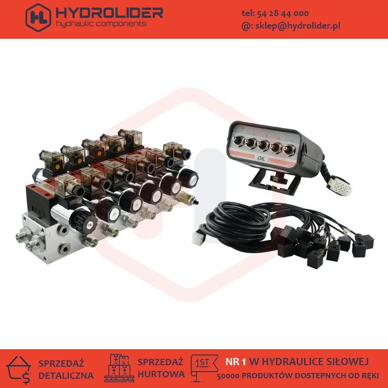Rozdzielacz hydrauliczny 5 sekcyjny 60 l/min CETOP 03 NG6 12V + panel 911531 Box P50-S OIL 5