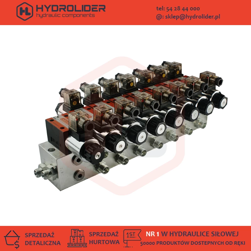 Rozdzielacz hydrauliczny 7 sekcyjny 60 l/min CETOP 03 NG6 12V