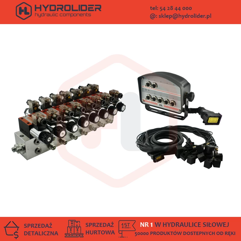 Rozdzielacz hydrauliczny 7 sekcyjny 60 l/min CETOP 03 NG6 12V + panel 911734 Box Oil-P140-7