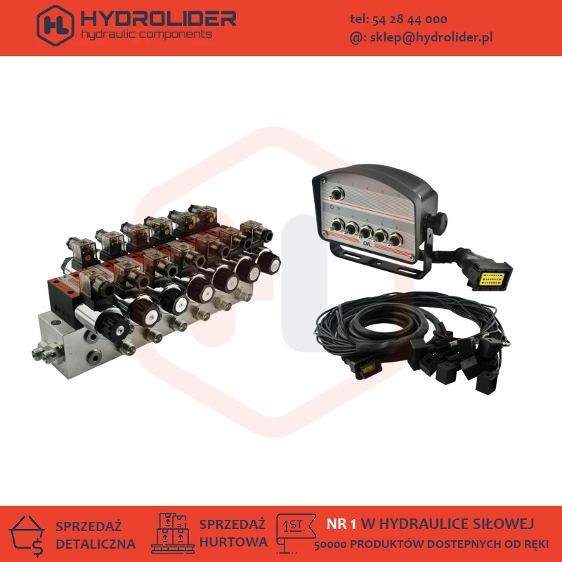 Rozdzielacz hydrauliczny 6 sekcyjny 60 l/min CETOP 03 NG6 24V + panel 911621 Box Oil-P140-6