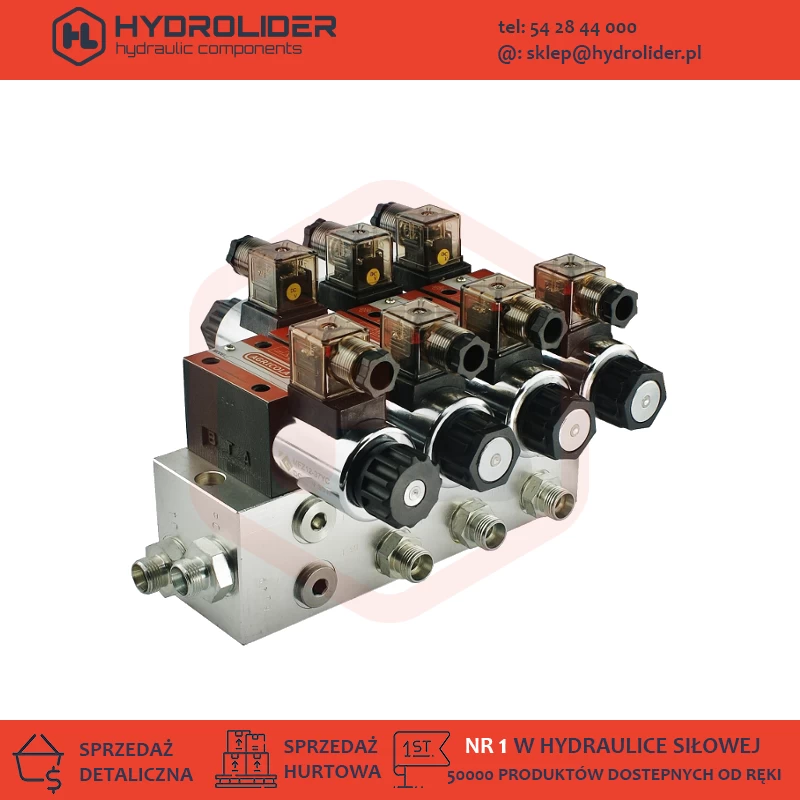 Rozdzielacz hydrauliczny 3 sekcyjny 60 l/min CETOP 03 NG6 12V